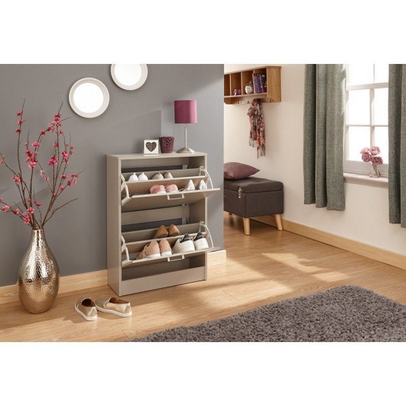 GFW Stirling Shoe Storage Grey 2 Doors 2 Shelves