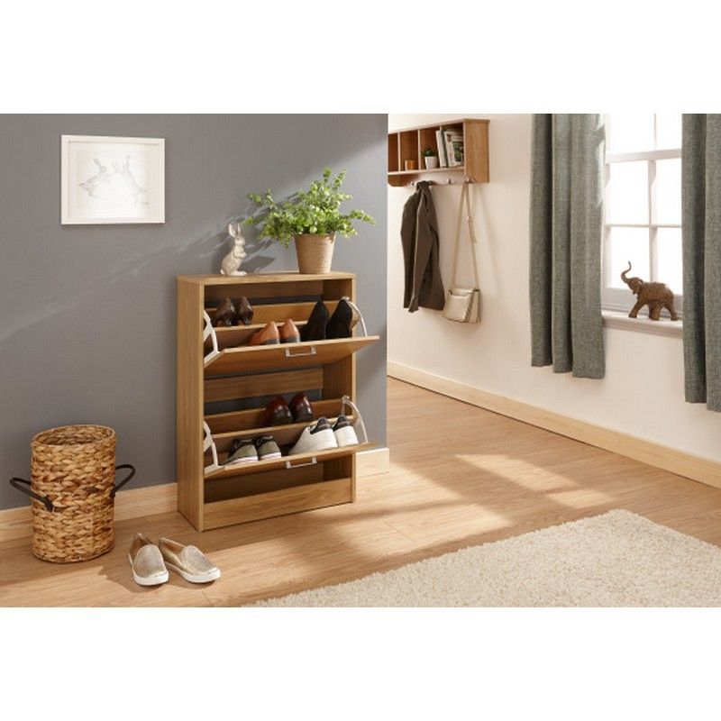 GFW Stirling Shoe Storage Natural 2 Doors 2 Shelves