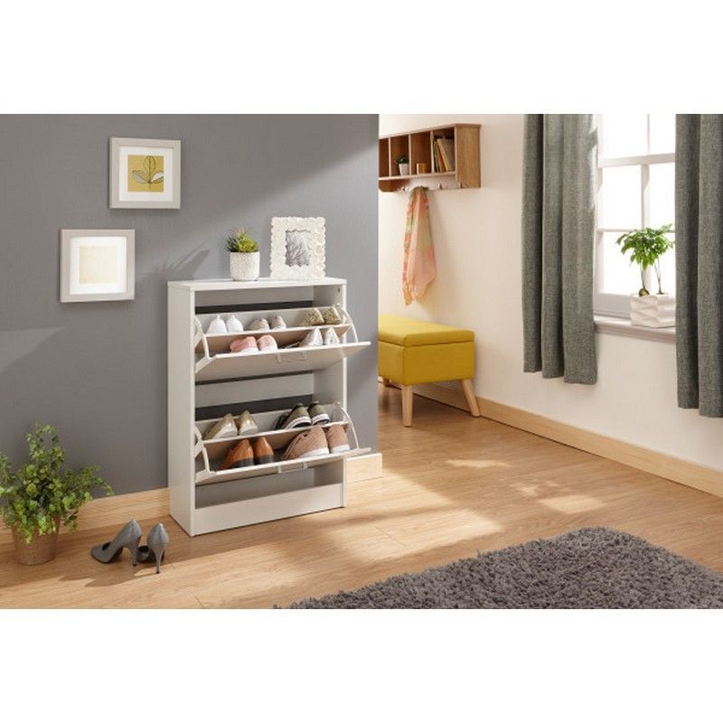 GFW Stirling Shoe Storage White 2 Doors 2 Shelves