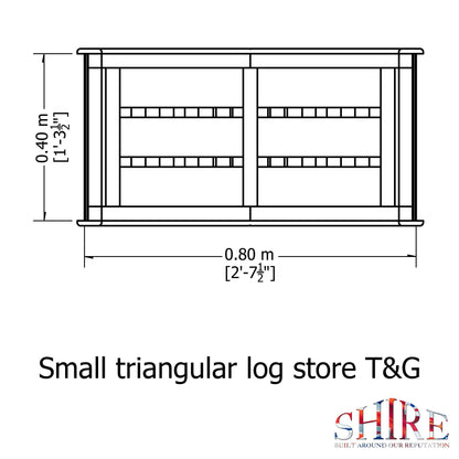 Shire Triangular 2' 8" x 1' 4" Apex Log Store - Premium Pressure Treated Shiplap