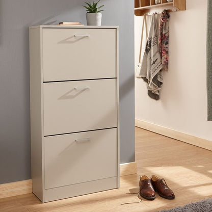 GFW Stirling Tall Shoe Storage Grey 3 Doors 3 Shelves