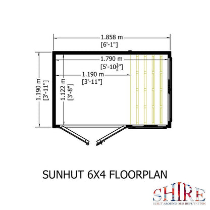 Shire Sun Hut 3' 10" x 6' 1" Apex Potting Shed - Classic Coated Shiplap