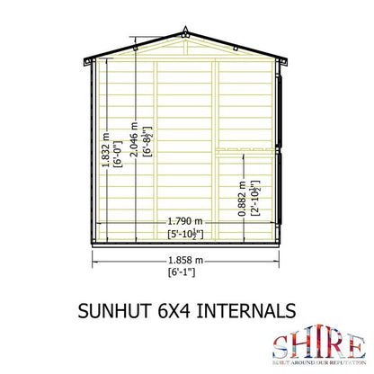 Shire Sun Hut 3' 10" x 6' 1" Apex Potting Shed - Classic Coated Shiplap