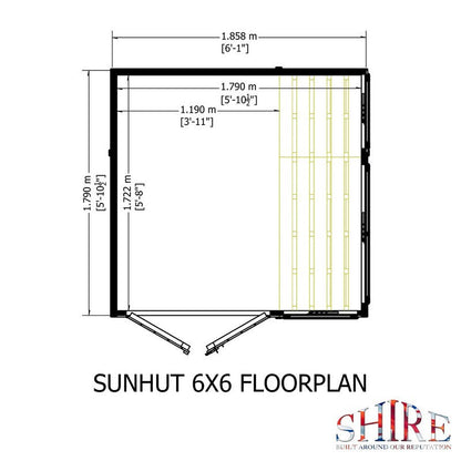 Shire Sun Hut 5' 10" x 6' 1" Apex Potting Shed - Classic Coated Shiplap