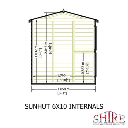 Shire Sun Hut 9' 9" x 6' 1" Apex Potting Shed - Premium Coated Shiplap