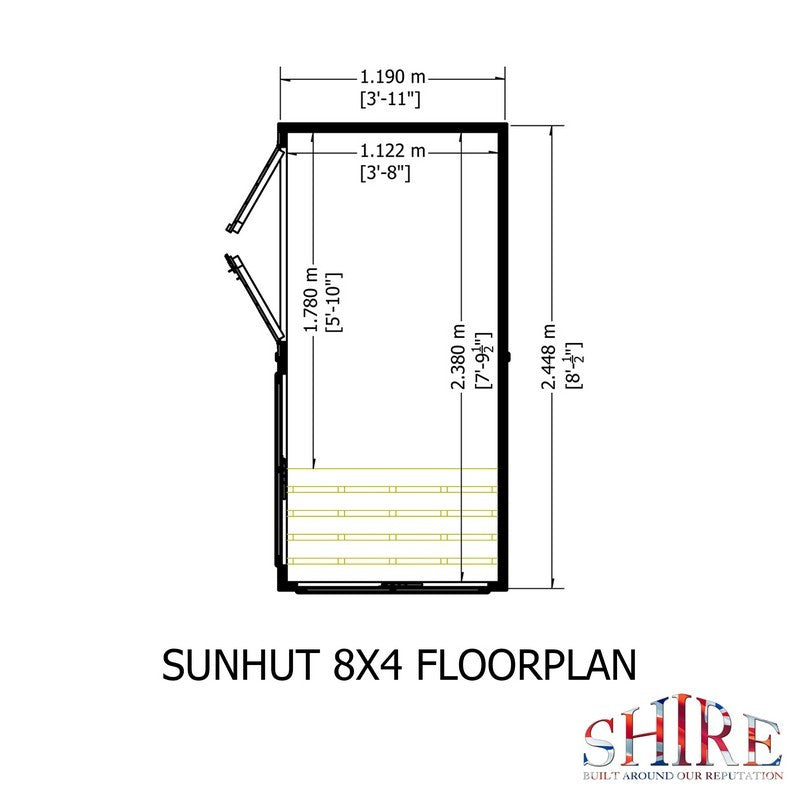 Shire Sun Hut 3' 10" x 8' Apex Potting Shed - Classic Coated Shiplap