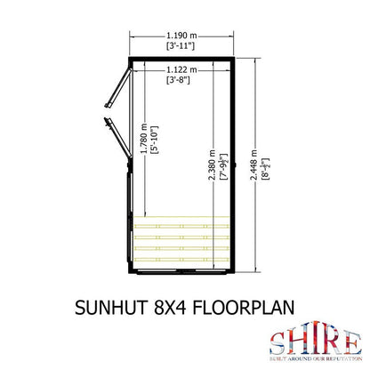 Shire Sun Hut 3' 10" x 8' Apex Potting Shed - Classic Coated Shiplap