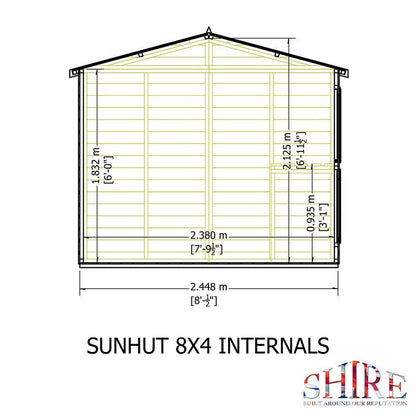 Shire Sun Hut 3' 10" x 8' Apex Potting Shed - Classic Coated Shiplap