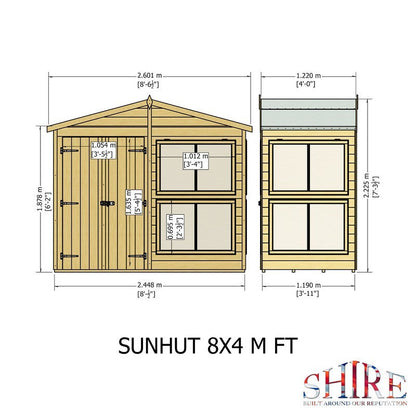 Shire Sun Hut 3' 10" x 8' Apex Potting Shed - Classic Coated Shiplap