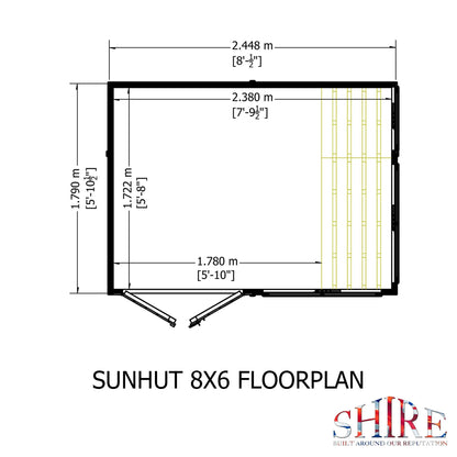 Shire Sun Hut 5' 10" x 8' Apex Potting Shed - Classic Coated Shiplap