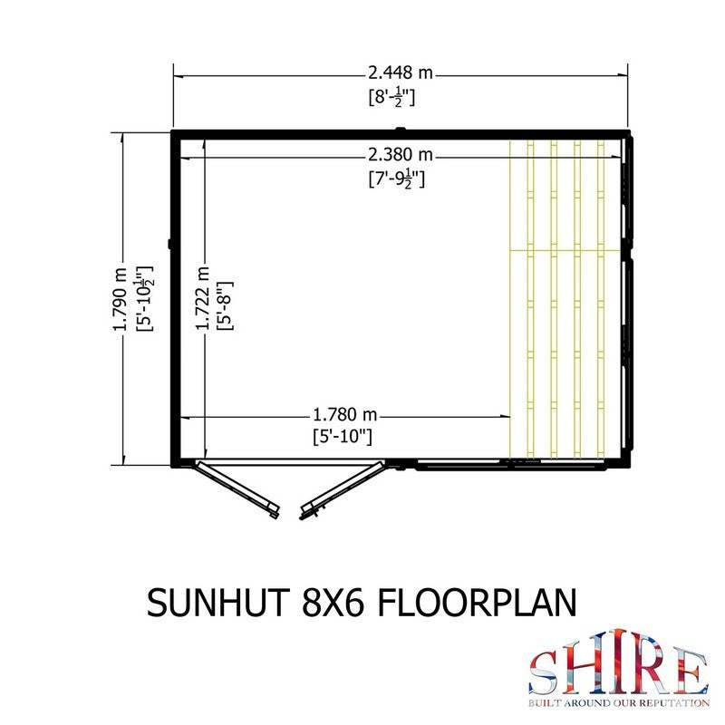 Shire Sun Hut 5' 10" x 8' Apex Potting Shed - Classic Coated Shiplap