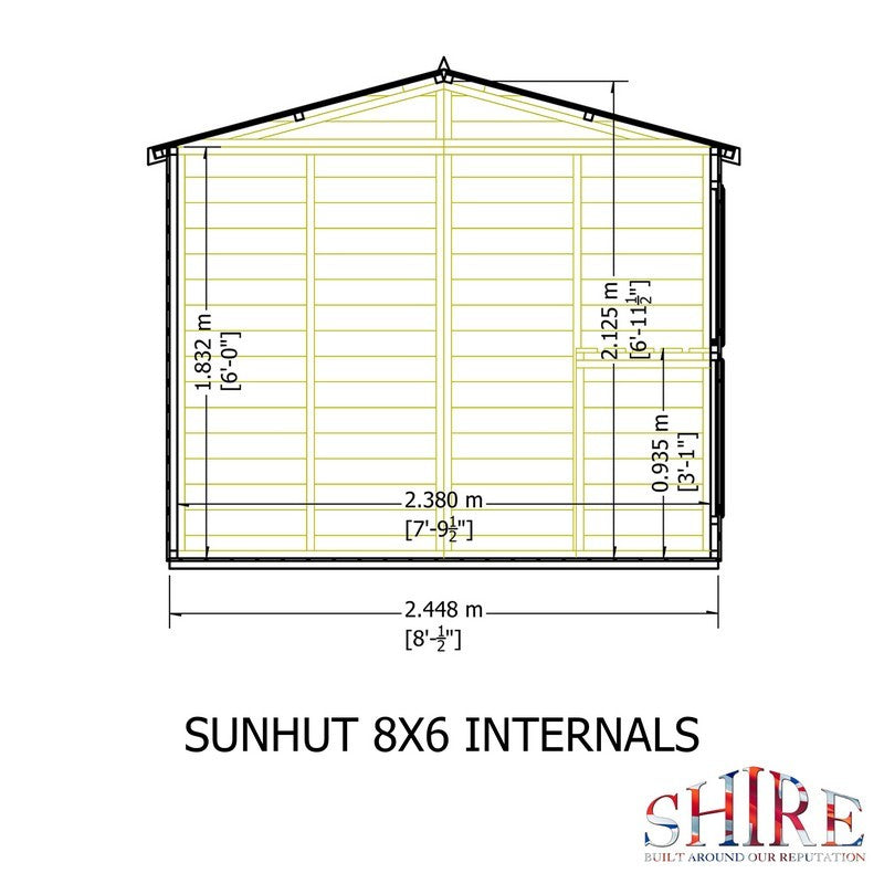 Shire Sun Hut 5' 10" x 8' Apex Potting Shed - Classic Coated Shiplap