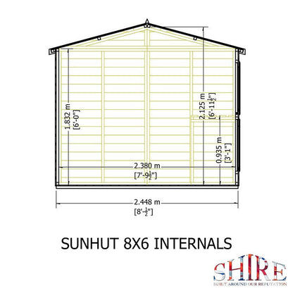 Shire Sun Hut 5' 10" x 8' Apex Potting Shed - Classic Coated Shiplap