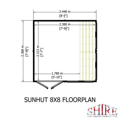 Shire Sun Hut 7' 9" x 8' Apex Potting Shed - Classic Coated Shiplap