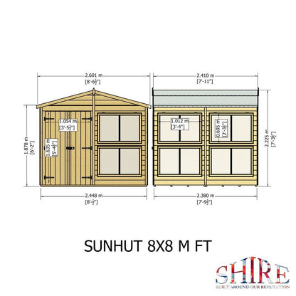 Shire Sun Hut 7' 9" x 8' Apex Potting Shed - Classic Coated Shiplap