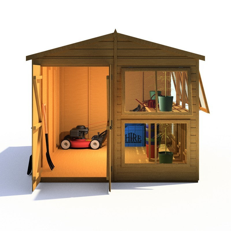 Shire Sun Hut 9' 9" x 8' Apex Potting Shed - Premium Coated Shiplap