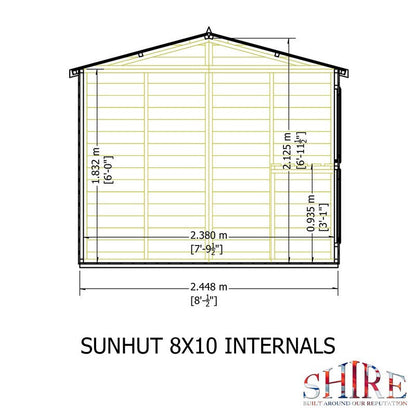 Shire Sun Hut 9' 9" x 8' Apex Potting Shed - Premium Coated Shiplap