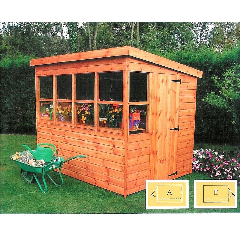 Shire Shire Sun 8' 5" x 6' 5" Pent Potting Shed - Premium Dip Treated Shiplap