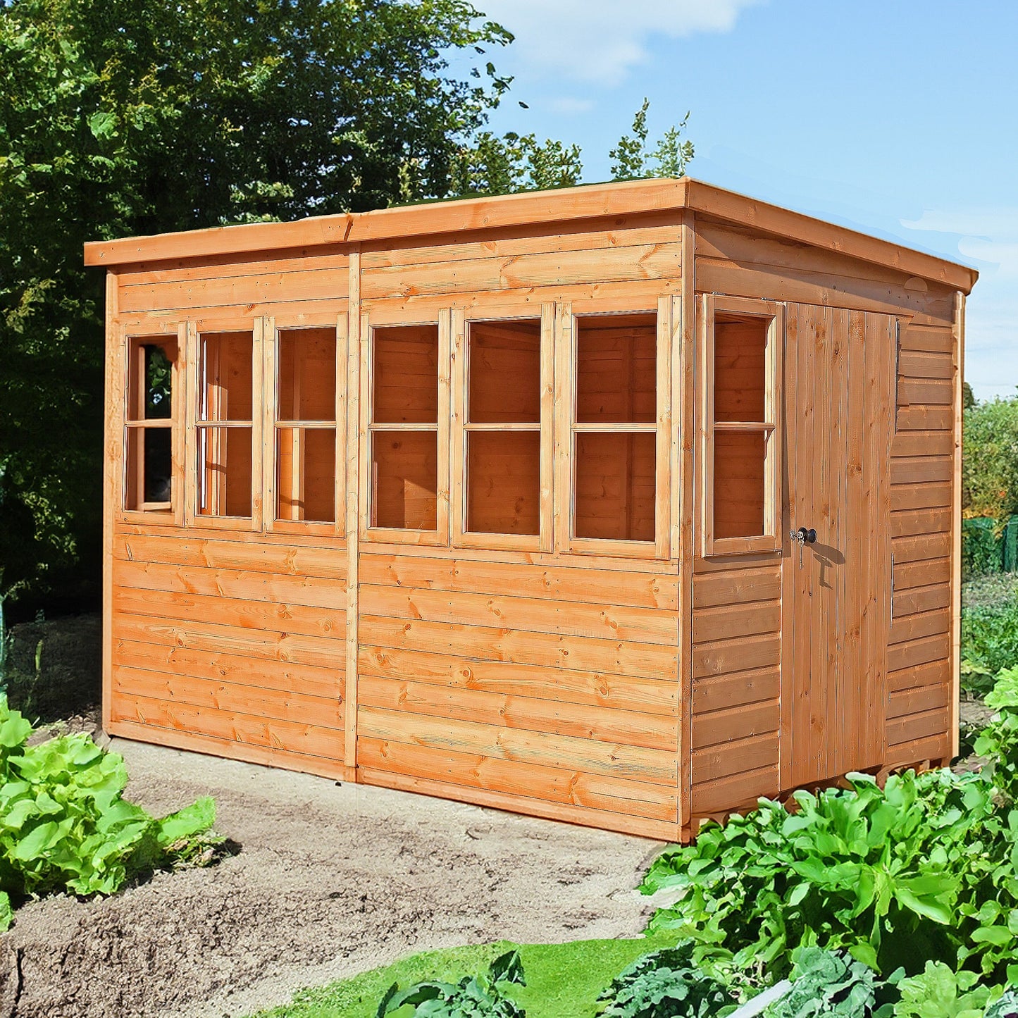 Shire Sun 10' 6" x 6' 4" Pent Potting Shed - Premium Dip Treated Shiplap