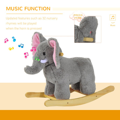 61L x 23W x 43H cm Kids Plush Ride On Cute Elephant design-Grey