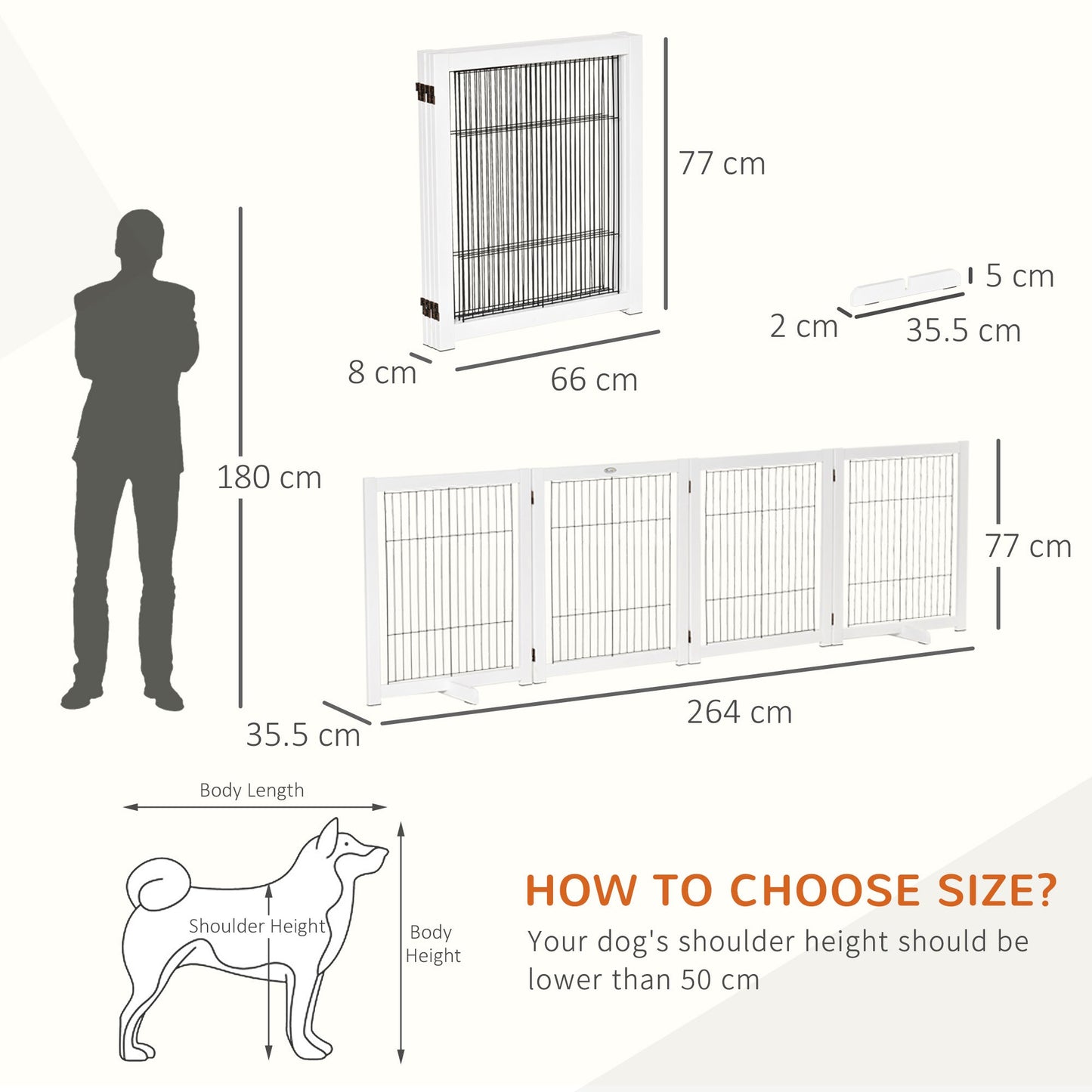 PawHut Freestanding Folding Pet Gate 4 Panels Dog Puppy Barrier with Support Feet