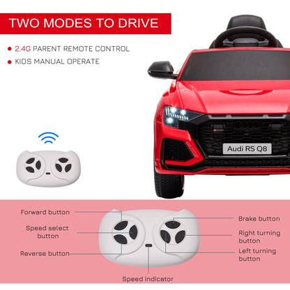 Audi RS Q8 6V Kids Electric Ride On Car Toy w/ Remote USB MP3 Bluetooth Red