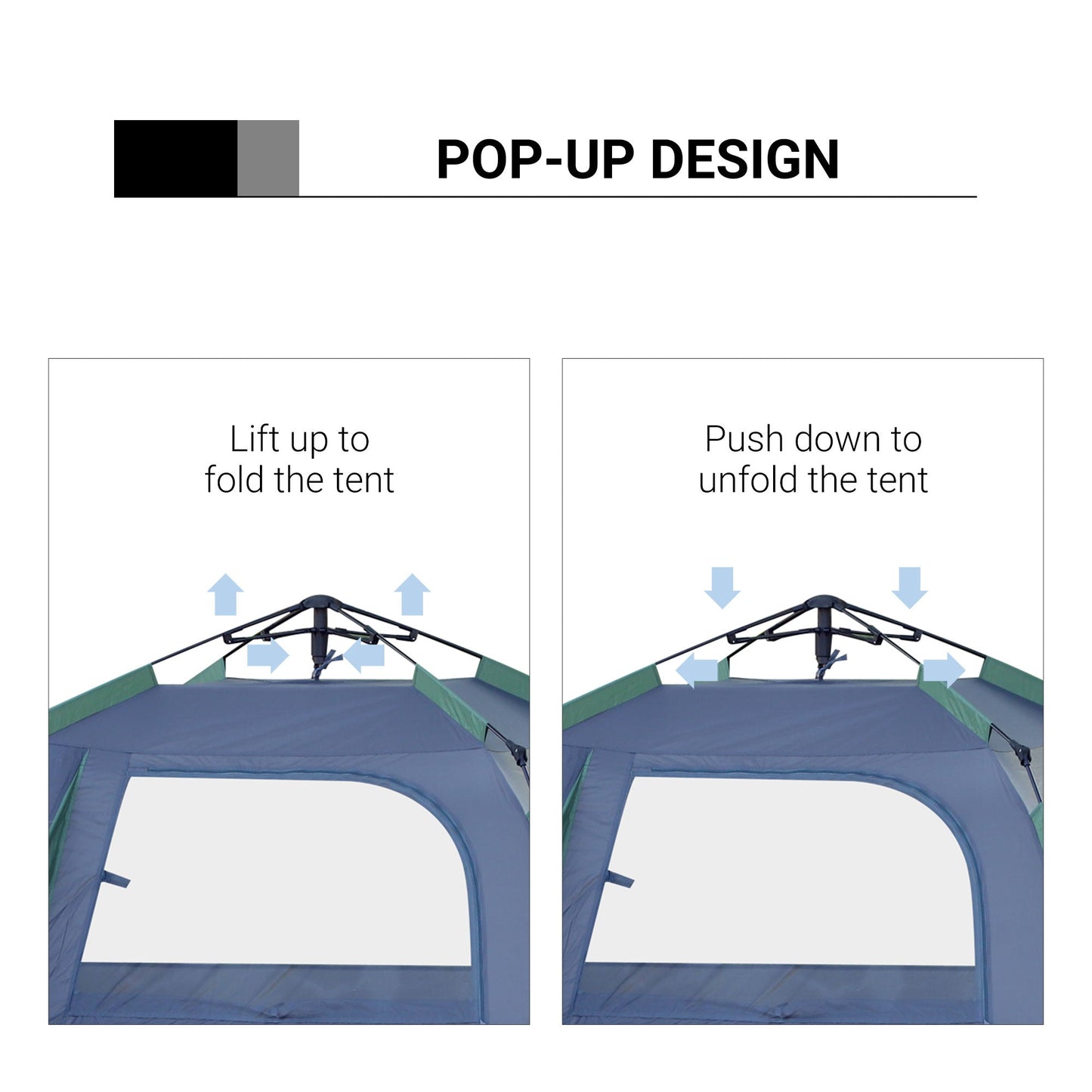 Fibreglass Frame 3/4 Person Lightweight Camping Tent Green