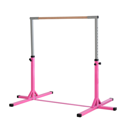 Height Adjustable Gymnastics Horizontal Bar For Kids Home Gym Training Children Junior Kip High Bar Fitness Pink