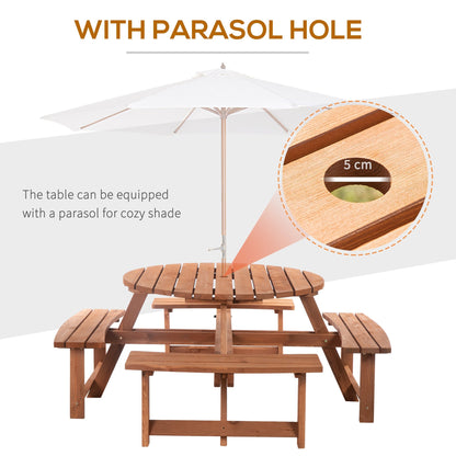 Outsunny 8-Seater Wooden Picnic Set-Fir Wood