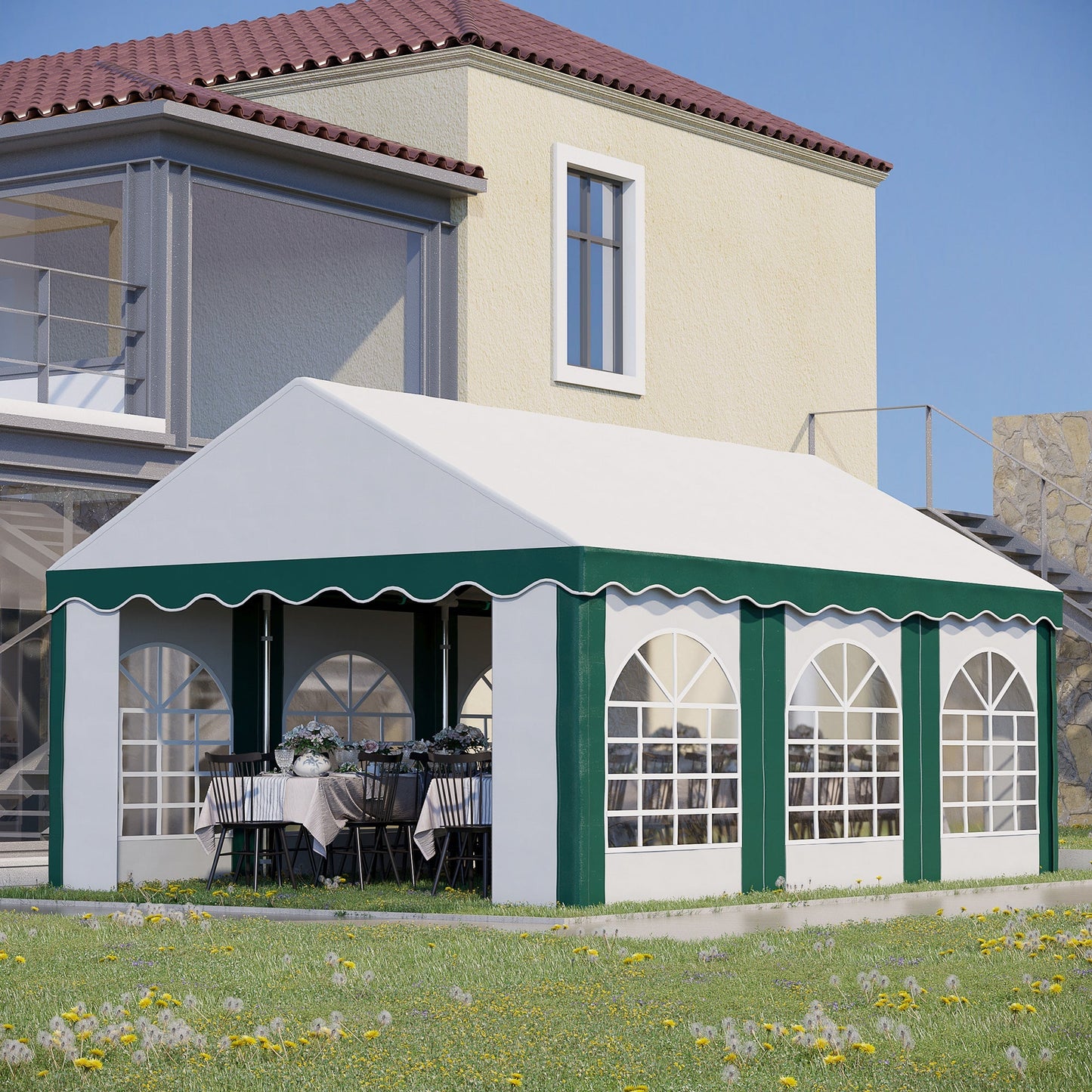 6 x 4m Garden Gazebo with Sides