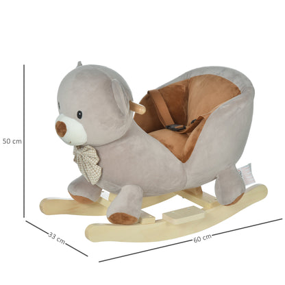 Toddlers Plush Bear Rocking Horse Grey