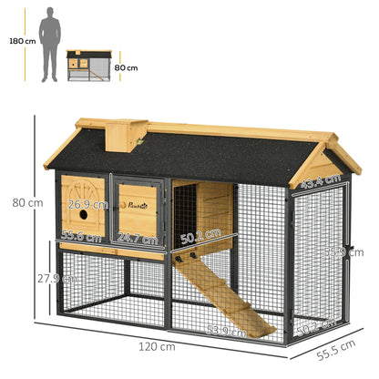 PawHut Rabbit Hutch Outdoor Bunny Cage with Run