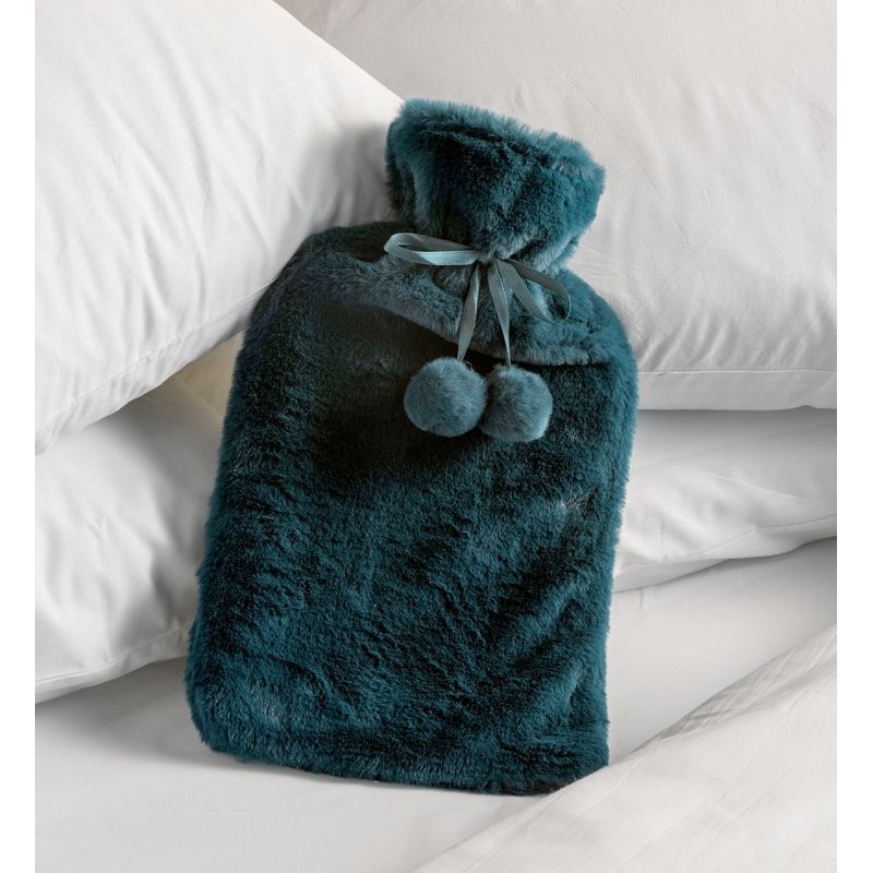 Hamilton Mcbride Hamilton McBride Green Blue Rabbit Fur Hot Water Bottle