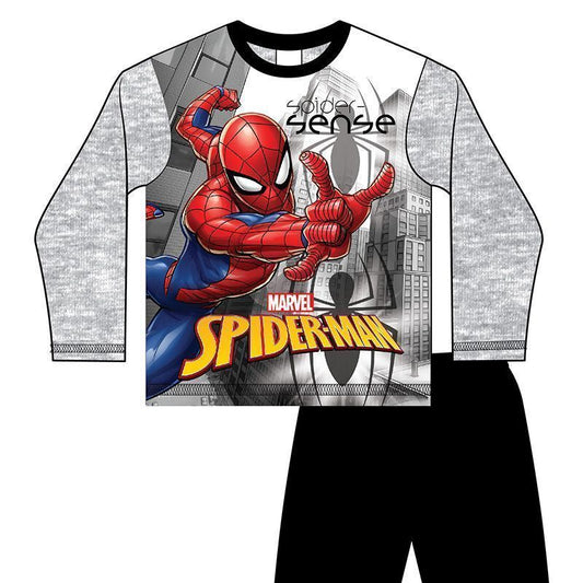 Marvel Boys Spiderman Pyjama Set Light Grey And Black - Age 3-4