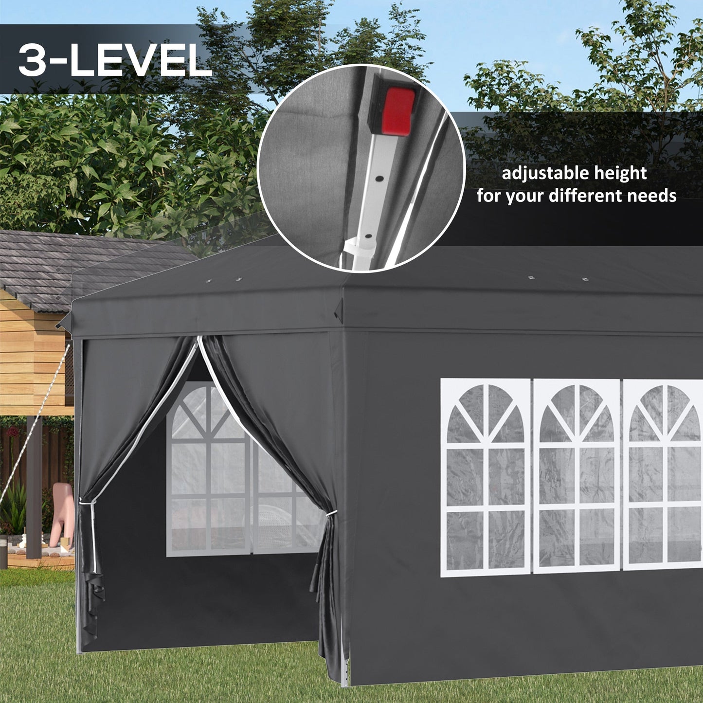 3 x 6 m Pop Up Gazebo with Sides and Windows