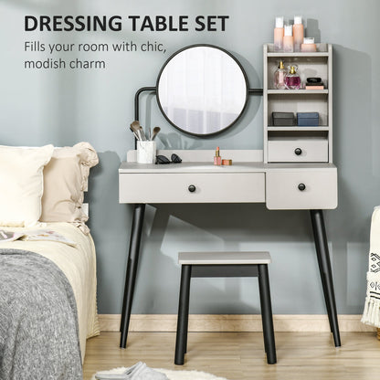 Dressing Table Set with Mirror and Stool