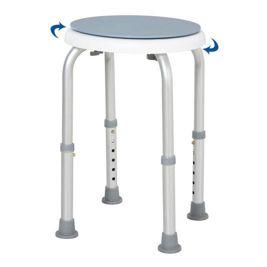 Aluminium 360°Swivel Shower Stool Blue & White