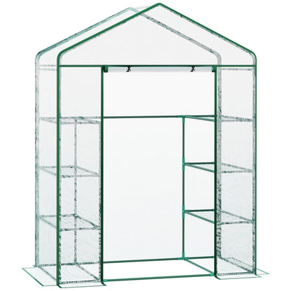 Metal Frame Walk in Grow Herb Plant Portable Greenhouse Transparent 143 L x 73W x 195H cm