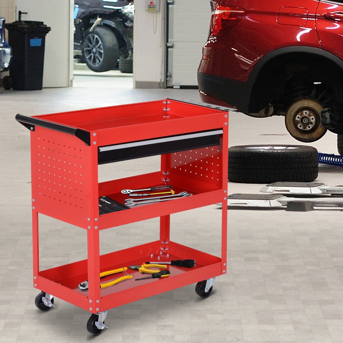 DURHAND 3-Tier Tool Trolley Tool Storage Cart