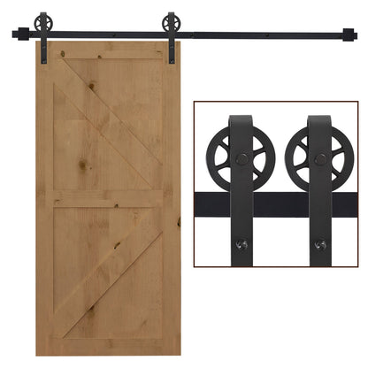 Carbon Steel 6.6' Sliding Barn Door Hardware Kit-Frosted Black