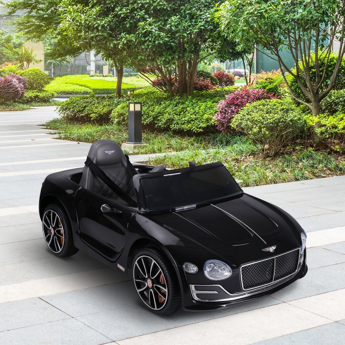 Compatible Electric Kids Ride On Car Bentley GT 12V Battery Powered Toy Two Motors with LED Light Music Parental Remote Control for 3 - 8 Years Black Bentley