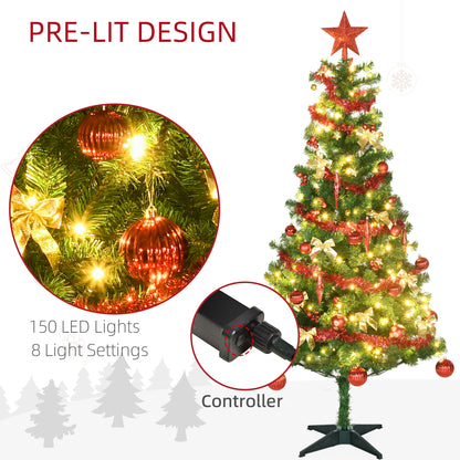 6ft Decorated Christmas Tree Artificial - with LED Lights Warm White 480 Tips