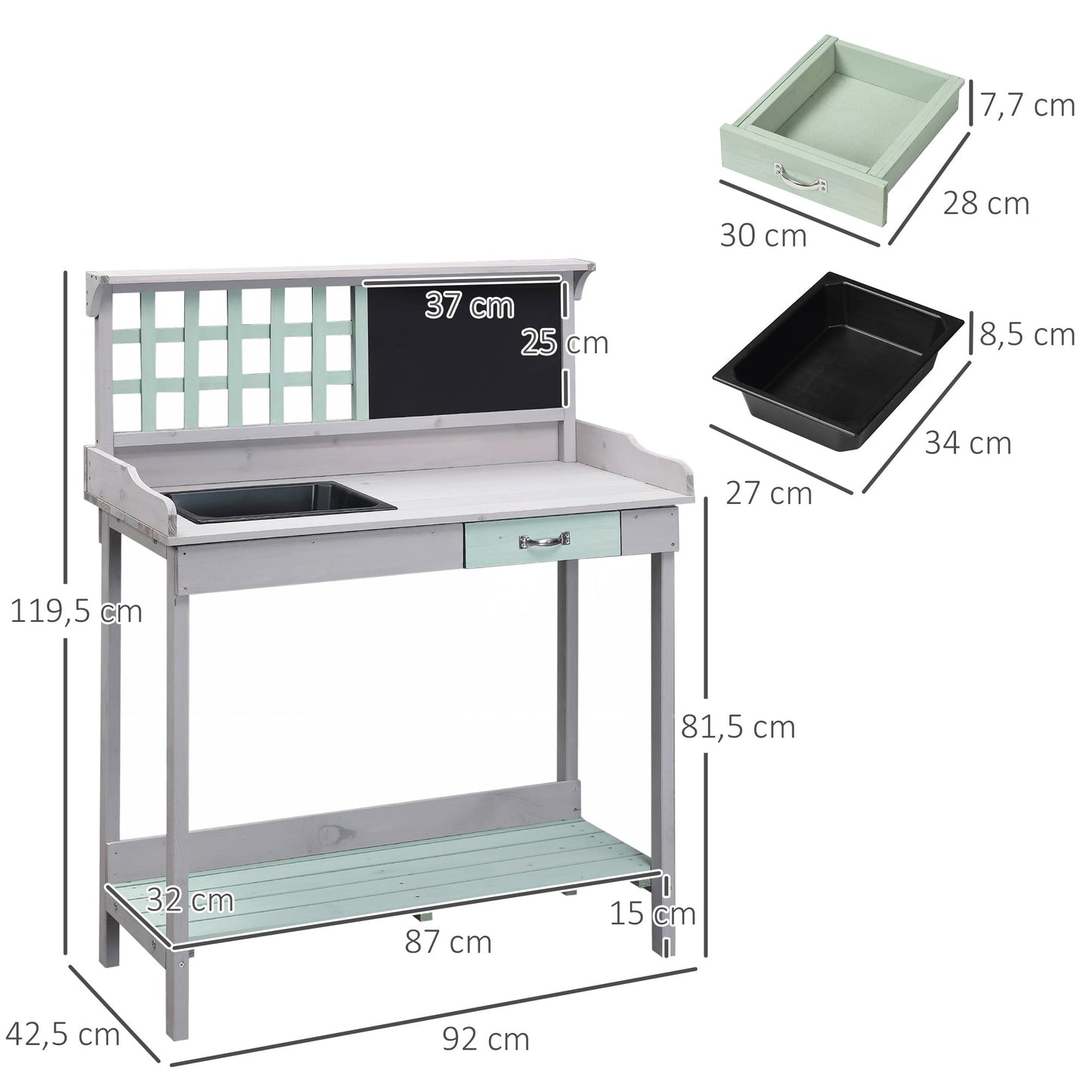 Garden Potting Table with Sink