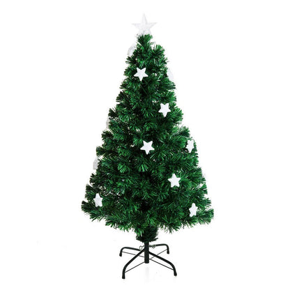 Homcom 4 Foot Prelit Artificial Christmas Tree Fibre Optic Star LED Light with LED Light for Indoor Party