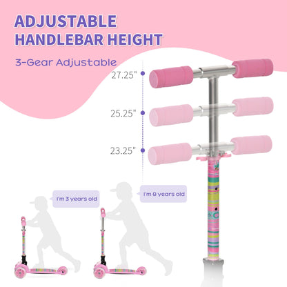 Foldable Scooter for Kids with 3 Wheel Adjustable Height Flashing Wheels