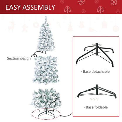 5 Foot Prelit Christmas Tree Artificial - White Frosted Green with LED Lights Warm White 348 Tips