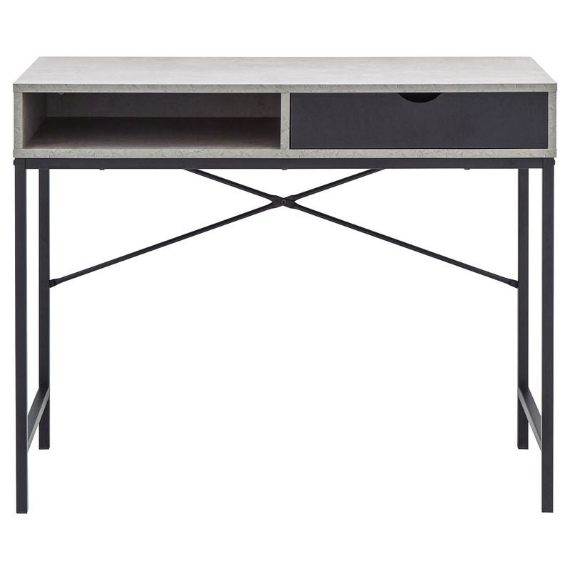 GFW Telford Console Table Metal & Wood Grey 1 Shelf 1 Drawer