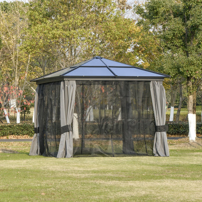 Outsunny 3 x 3M Hardtop Gazebo with UV Resistant Polycarbonate Roof & Aluminium Frame