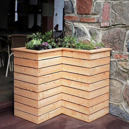 Garden Planter Larch L-Shaped Tina by Shire - 1m