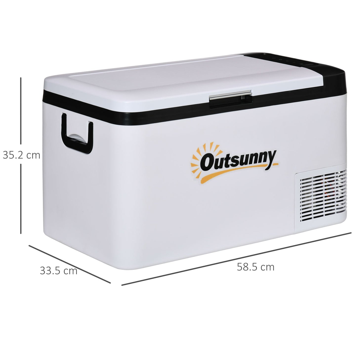 Outsunny 12V Car Refrigerator w/ LED Light & Foldable Handles